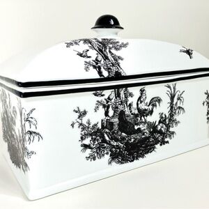 Elegant Black and White Ceramic Bread Box